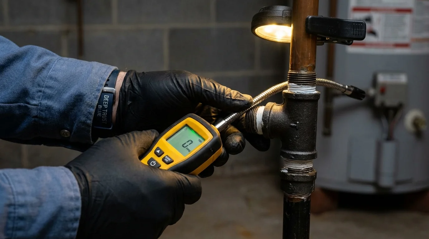 Gas leak detection with electronic sniffer by Johns Plumbing LLC in Lorain